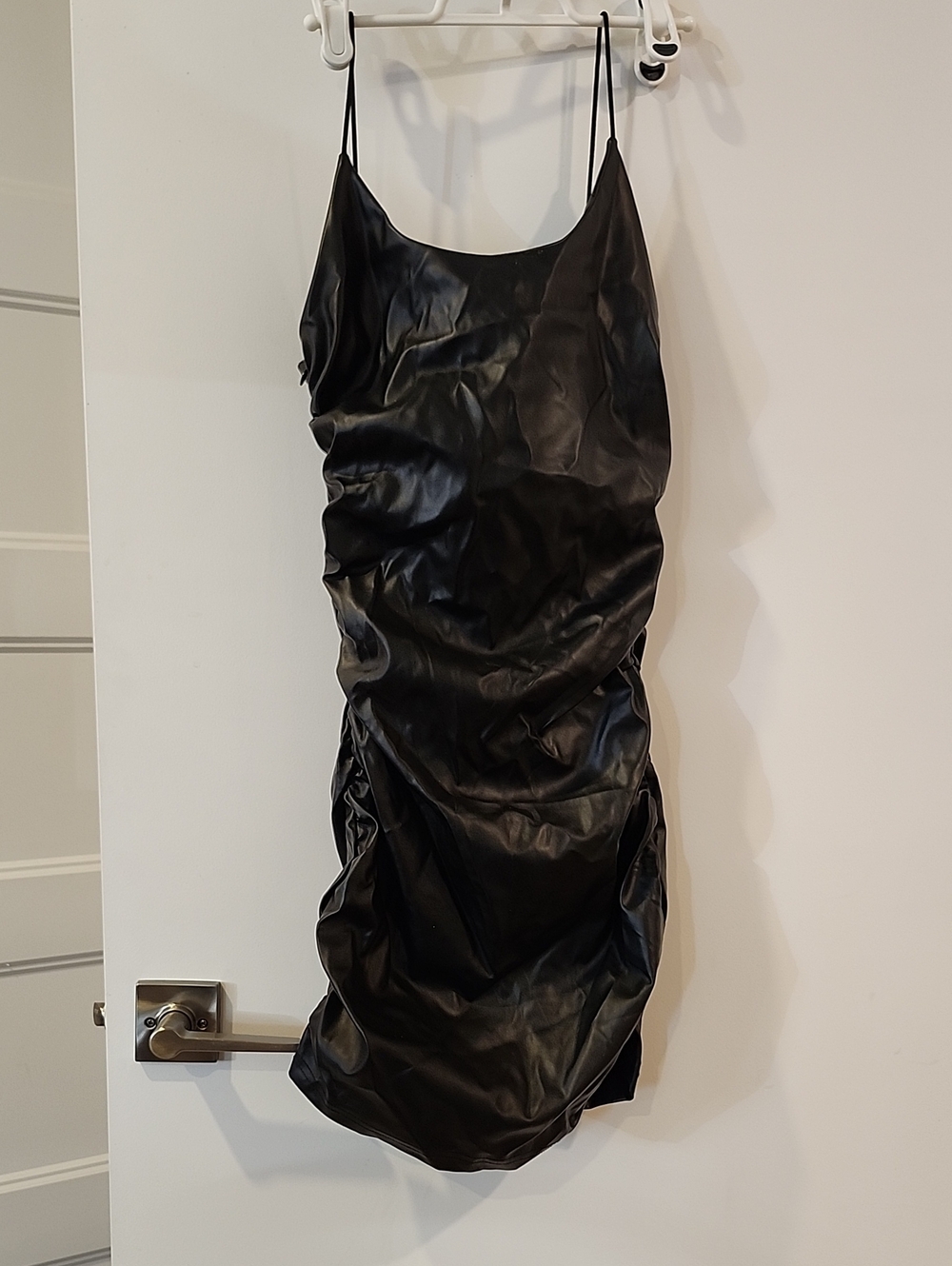 P2P 13" Sleek Black Ruched Slip Dress